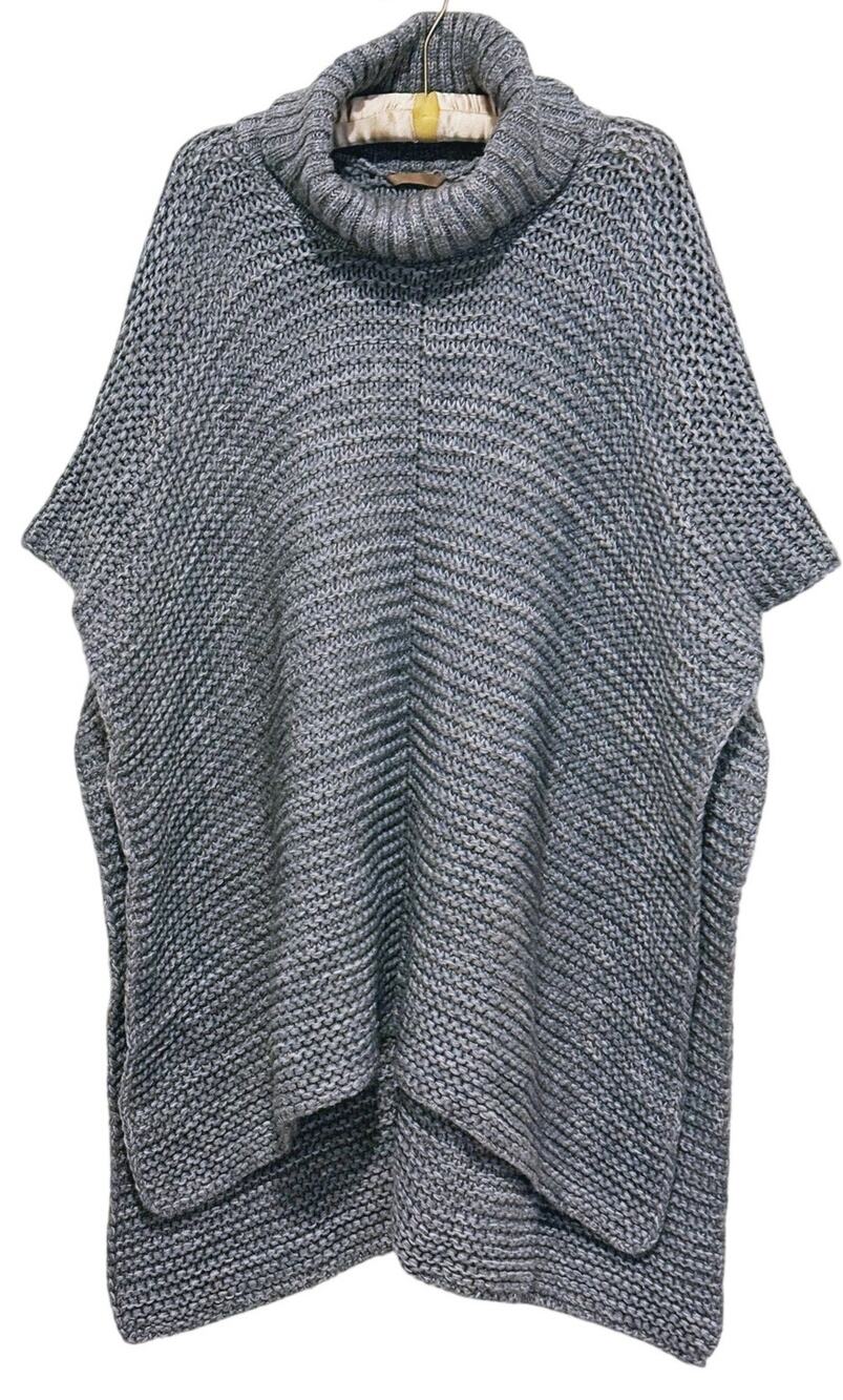 UGG Chunky Knit Turtleneck Poncho Cape Oversized Shawl One Size Grey Cozy Lagen